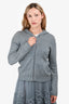 Brunello Cucinelli Grey Sequinned Cashmere/Silk Hooded Cardigan Size XS