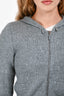 Brunello Cucinelli Grey Sequinned Cashmere/Silk Hooded Cardigan Size XS