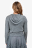 Brunello Cucinelli Grey Sequinned Cashmere/Silk Hooded Cardigan Size XS