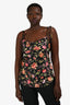 Cinq a Sept Black Multi Floral Satin Cami Top Size M