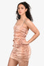 Area Rose Gold Shimmer Crystal Strap Mini Dress Size M