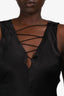 Frame Black Satin Lace Front Midi Slip Dress Size M