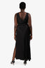 Frame Black Satin Lace Front Midi Slip Dress Size M