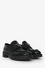 Prada Black Brushed Leather Logo Plaque Loafers Size 39.5