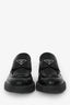 Prada Black Brushed Leather Logo Plaque Loafers Size 39.5