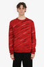 Balenciaga Red Virgin Wool All-Over Logo Sweater Size M Mens