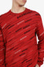 Balenciaga Red Virgin Wool All-Over Logo Sweater Size M Mens