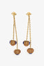 Louis Vuitton Gold Tone/Purple Crystal 'LV' Gamble Drop Earrings