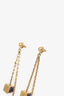 Louis Vuitton Gold Tone/Purple Crystal 'LV' Gamble Drop Earrings