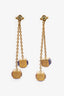 Louis Vuitton Gold Tone/Purple Crystal 'LV' Gamble Drop Earrings