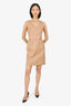 The Row Tan Leather V-Neck Knee Length Dress Size 8