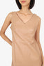 The Row Tan Leather V-Neck Knee Length Dress Size 8