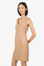 The Row Tan Leather V-Neck Knee Length Dress Size 8