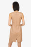 The Row Tan Leather V-Neck Knee Length Dress Size 8