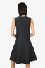 Prada Black/Grey Wool Sleeveless Knee Length Dress Size 42