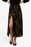Reformation Navy/Brown Floral Print Midi Skirt Size 8