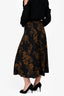 Reformation Navy/Brown Floral Print Midi Skirt Size 8