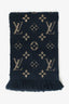 Louis Vuitton Navy/Gold Wool/Silk Monogram Scarf