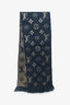 Louis Vuitton Navy/Gold Wool/Silk Monogram Scarf