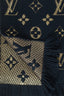 Louis Vuitton Navy/Gold Wool/Silk Monogram Scarf