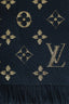 Louis Vuitton Navy/Gold Wool/Silk Monogram Scarf