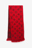 Louis Vuitton Red Wool/Silk Monogram Scarf