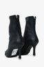 Black Suede Black Leather/Crystal Buckle Heeled Ankle Boots Size 38