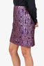Dries Van Noten Purple Jacquard Mini Skirt Size 40