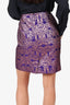 Dries Van Noten Purple Jacquard Mini Skirt Size 40