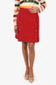 Dolce & Gabbana Red Wool 'DG' Button Skirt Size 44