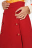 Dolce & Gabbana Red Wool 'DG' Button Skirt Size 44