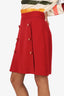 Dolce & Gabbana Red Wool 'DG' Button Skirt Size 44