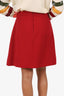 Dolce & Gabbana Red Wool 'DG' Button Skirt Size 44