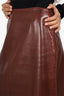 Pre-Loved Chanel™ Burgundy Leather Knee Length Skirt Size 40