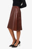 Pre-Loved Chanel™ Burgundy Leather Knee Length Skirt Size 40
