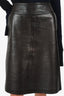 Bottega Veneta Black Leather knee Length Skirt Size 44