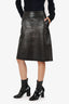 Bottega Veneta Black Leather knee Length Skirt Size 44