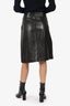 Bottega Veneta Black Leather knee Length Skirt Size 44