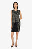 Roberto Cavalli Black/Gold Wool Knit Sleeveless Dress Size 44