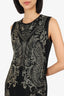 Roberto Cavalli Black/Gold Wool Knit Sleeveless Dress Size 44