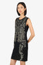 Roberto Cavalli Black/Gold Wool Knit Sleeveless Dress Size 44