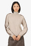 Agona Beige Cashmere/Mink Detail Turtle Neck Sweater Size S