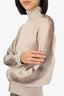 Agona Beige Cashmere/Mink Detail Turtle Neck Sweater Size S