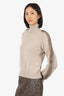 Agona Beige Cashmere/Mink Detail Turtle Neck Sweater Size S