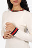 Gucci Cream/Red/Gold Trim Wool Knit Long Sleeve Sweater Size M