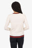 Gucci Cream/Red/Gold Trim Wool Knit Long Sleeve Sweater Size M