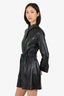 Nanushka Black Faux Leather Belted Button Up Dress Size M