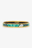 Hermès Gold Tone Green/Multicolour Enamel Thin Bangle