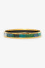 Hermès Gold Tone Green/Multicolour Enamel Thin Bangle