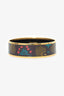 Hermes Gold Tone Black/Multicolour Enamel Leopard Print Bangle